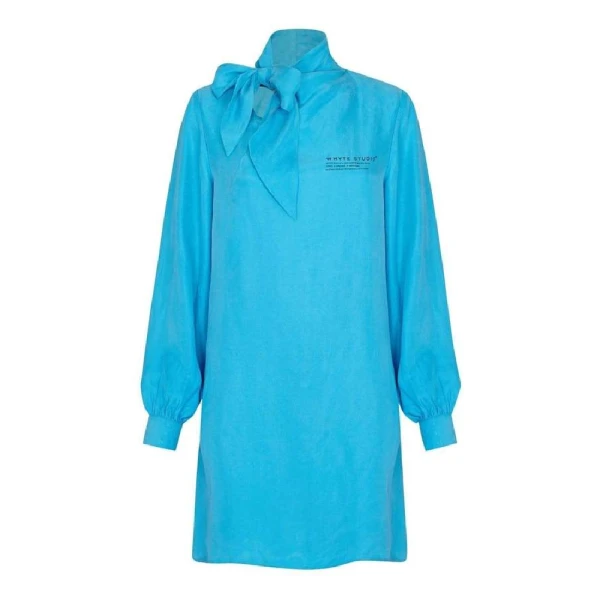 The Justify shift blue dress with neck tie   Luxury Shoes 