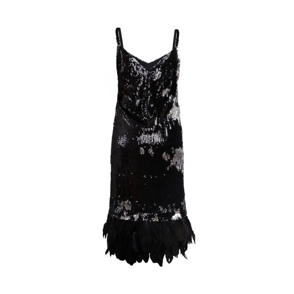 Sequin Black Dress With Feathers Clothing Cocktail Party Luxury Shoes 