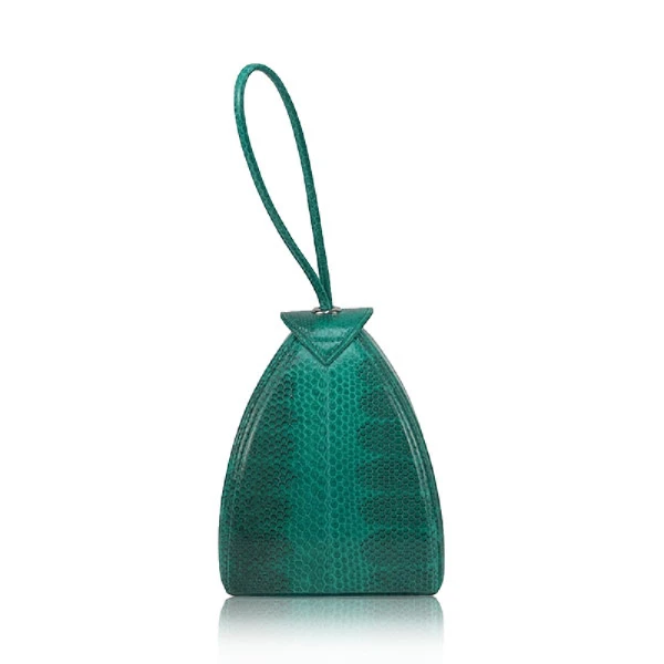 Maria Sea Snake Skin with Lines Green and Black Bag Bags Bangkok Bootery Luxury Shoes 