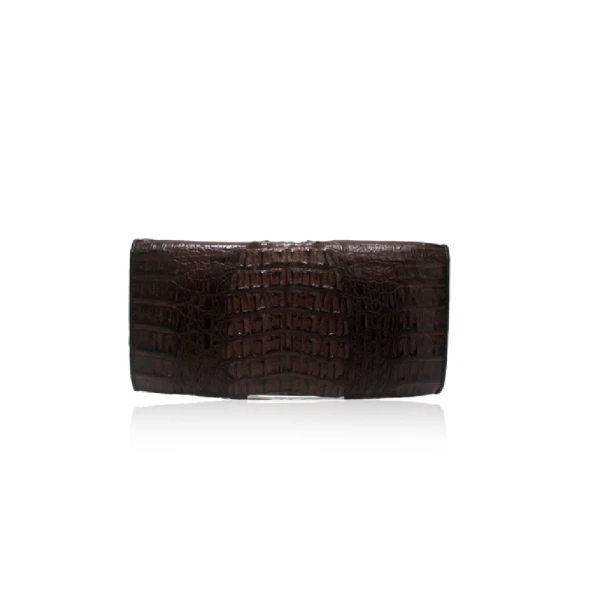 Luana Crocodile Brown Leather Clutch Bag Bags Bangkok Bootery Luxury Shoes 