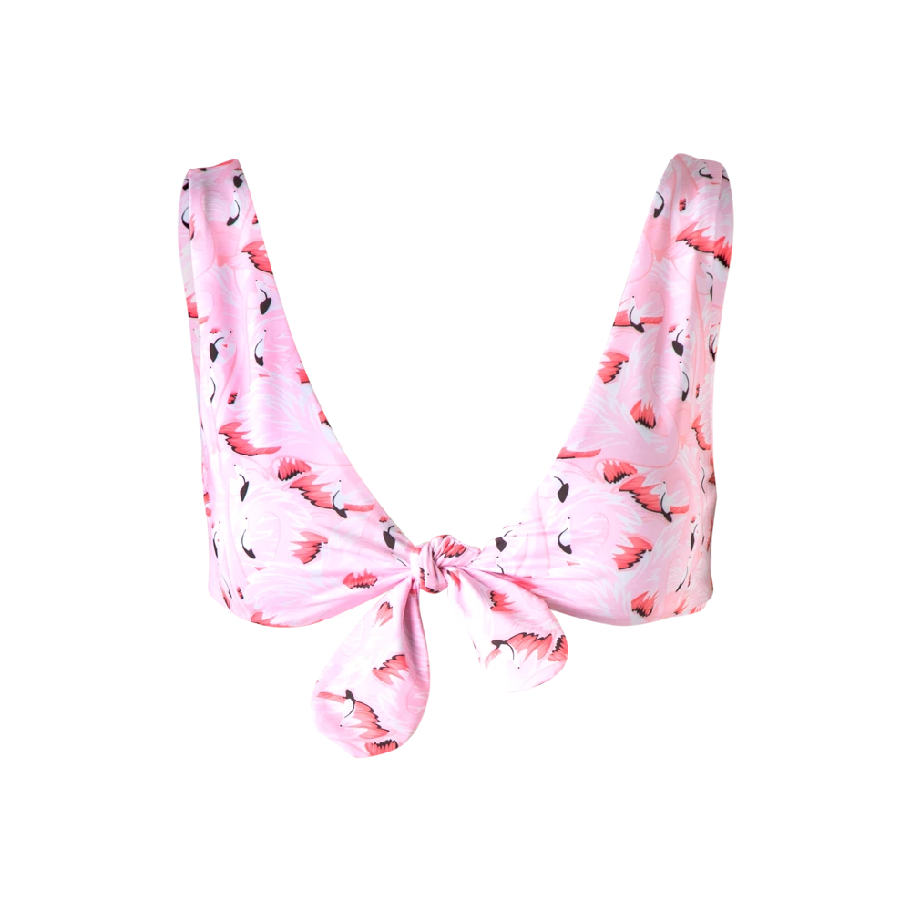 California-Top-Pink-Flamigos-Front California pink print bikini top Beachwear beachwear Luxury Shoes