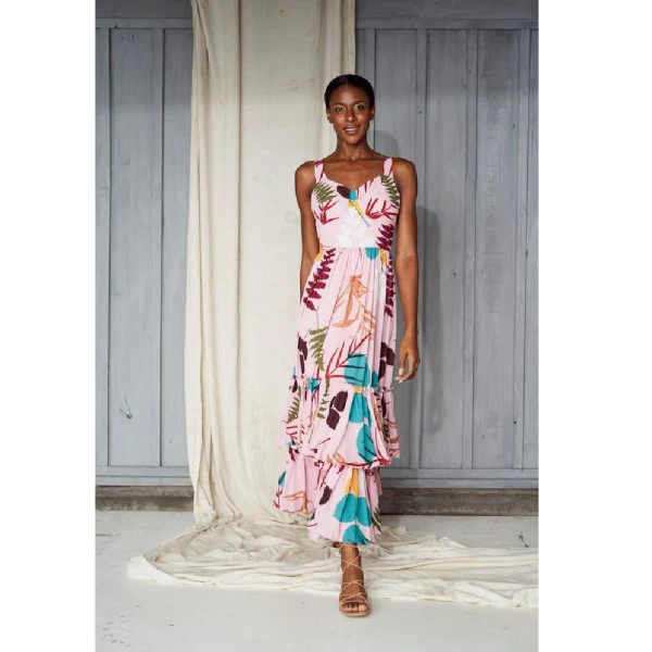 Manglar pink brown leaves dress – XS   Luxury Shoes 