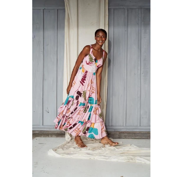 Manglar pink brown leaves dress – XS   Luxury Shoes 