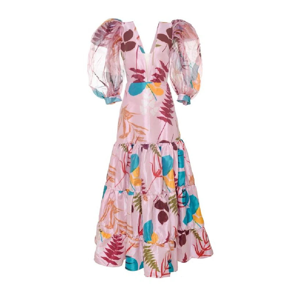 Gloryang23 (17) Manglar pink brown leaves dress – XS Luxury Shoes