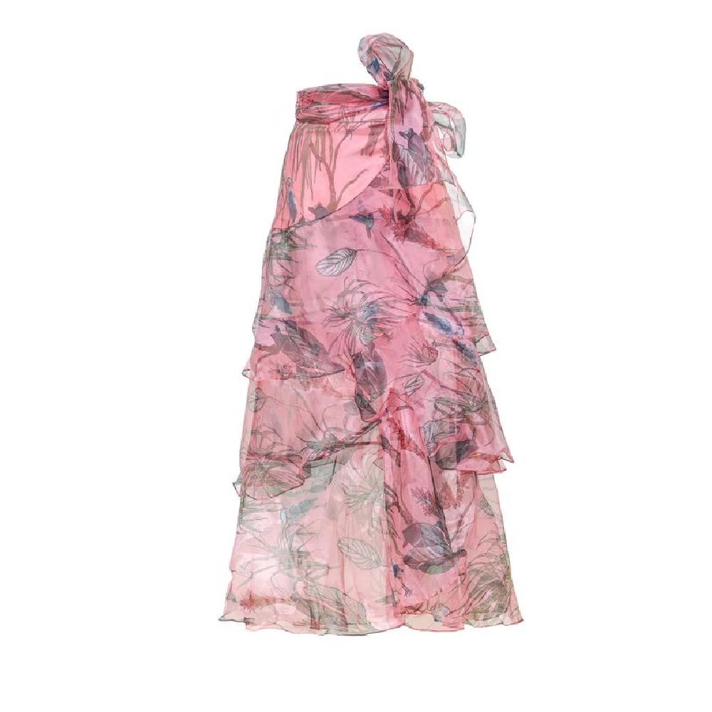 Gloryang23 (3) Manglar pink brown leaves dress – XS Luxury Shoes