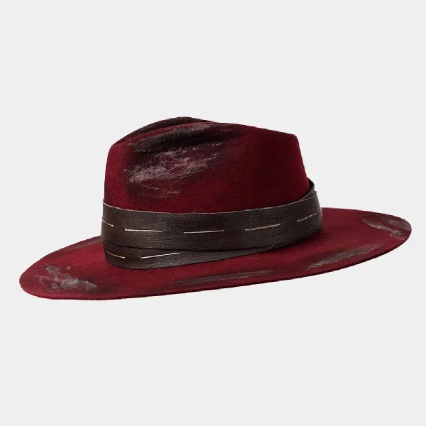 Red rustic felt hat Men hat Luxury Shoes 