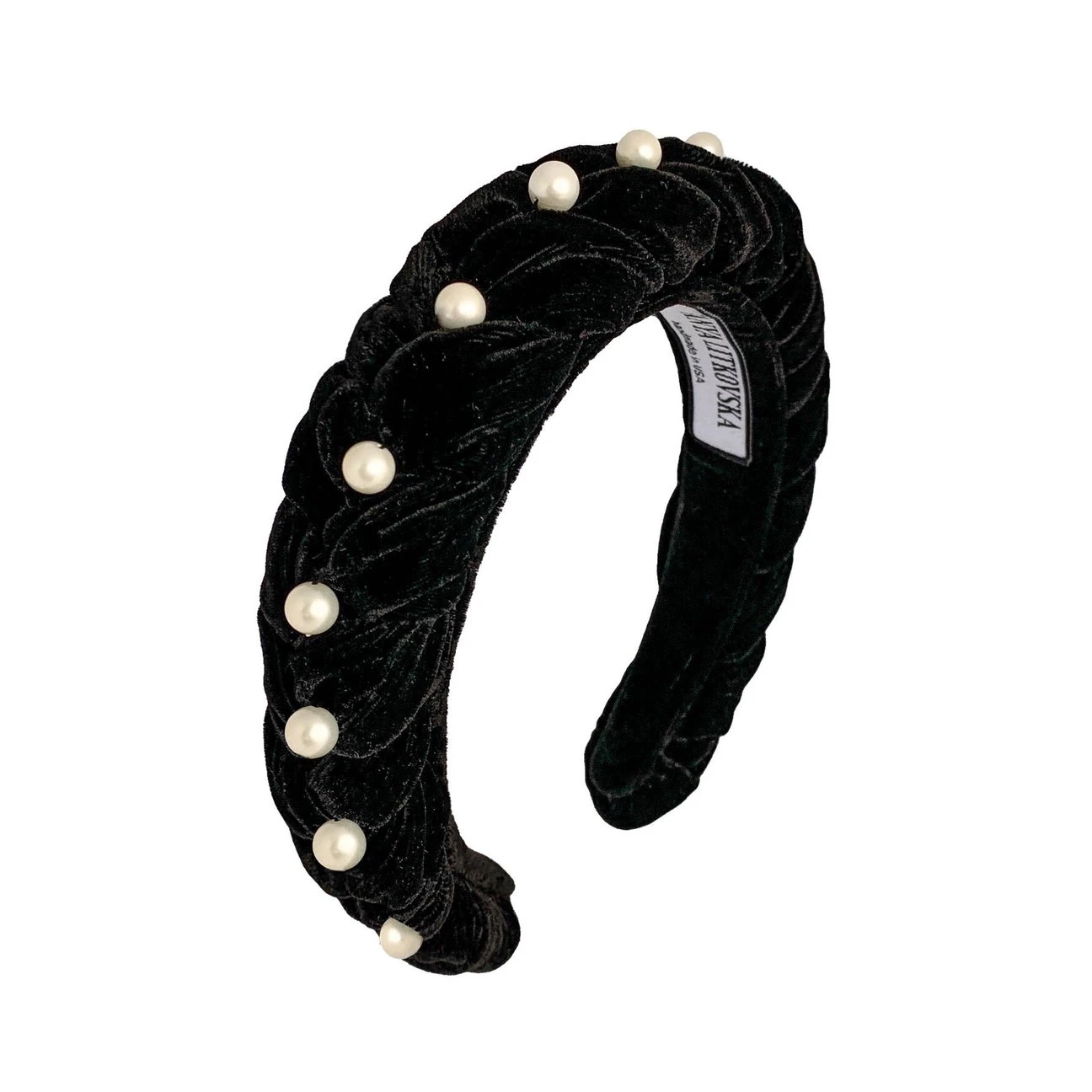 Pearled_velvet_headband_braied_headband_hair_accessories_TANYA_LITKOVSKA_1_1296x Tanya Litkovska women’s pearled velvet black braided Headband Accessories black velvet headband Luxury Shoes