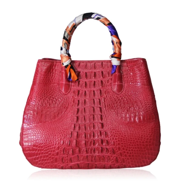 Women’s Red Crocodile Leather Novel Handbag Bags Bangkok Bootery Luxury Shoes 