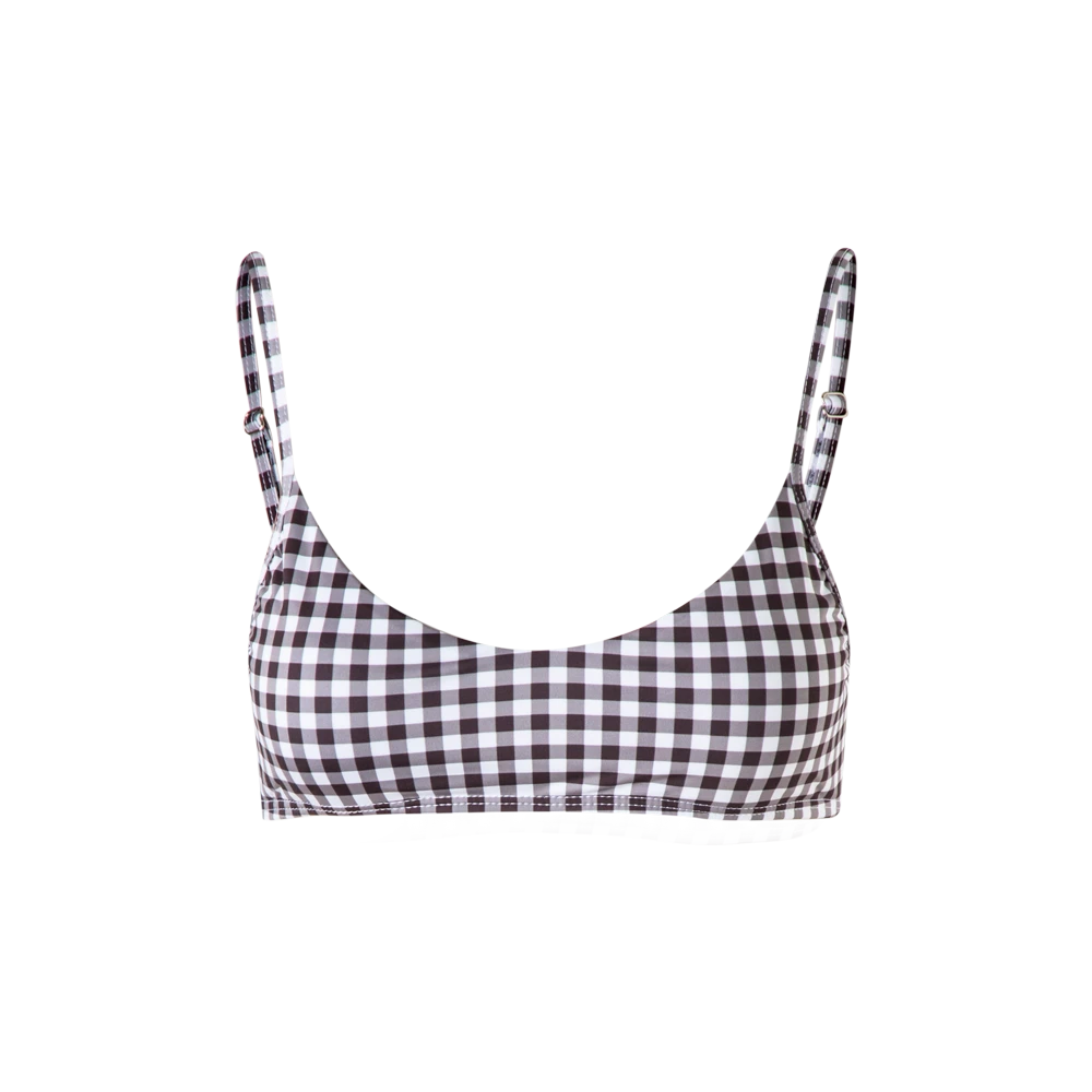 Sol-Top-Black-Gingham-Front Sol checkered bikini top Beachwear beachwear Luxury Shoes