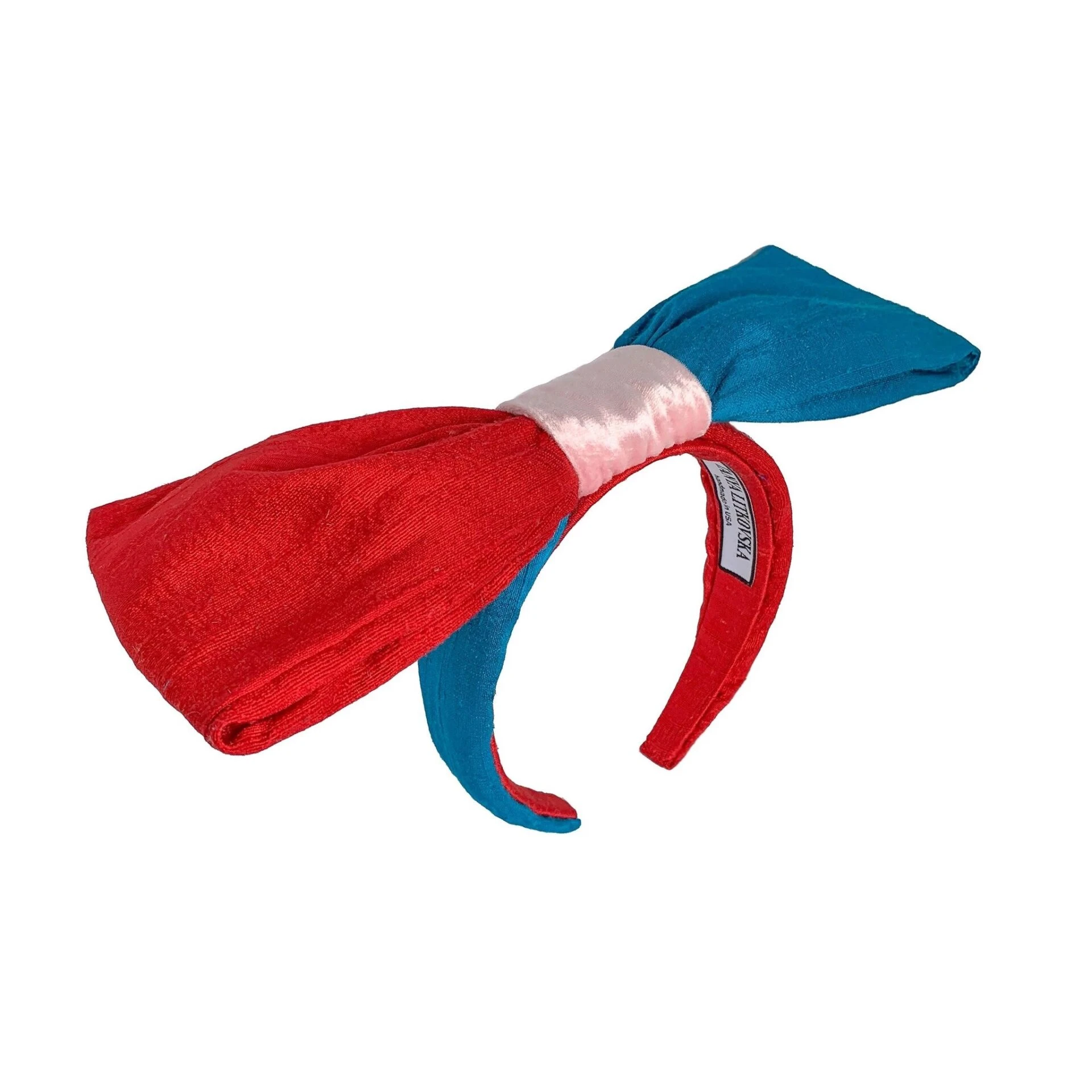 Tanya litkovska Women's Silk Bow Headband in Red & Teal (1) Tanya litkovska Women’s Silk Bow Headband in Red & Teal Accessories black velvet headband Luxury Shoes