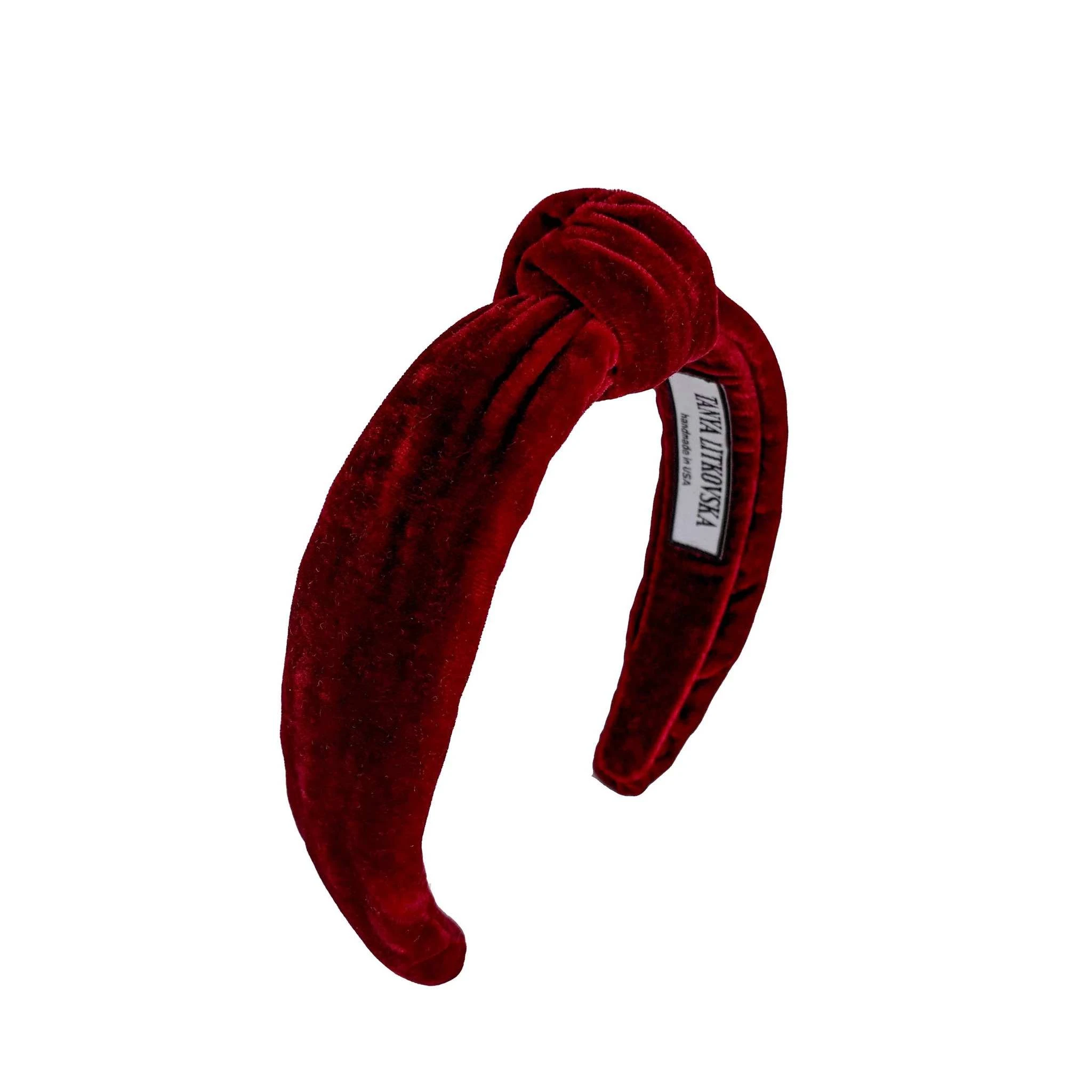 Tanya litkovska Women's Slim Velvet Knotted Headband in Mooseberry Tanya litkovska Women’s Slim Velvet Knotted Headband in Mooseberry Accessories black velvet headband Luxury Shoes