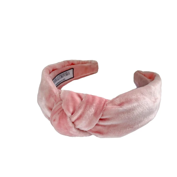 Tanya litkovska Women’s Velvet Knotted Headband in Baby Pink Accessories black velvet headband Luxury Shoes 