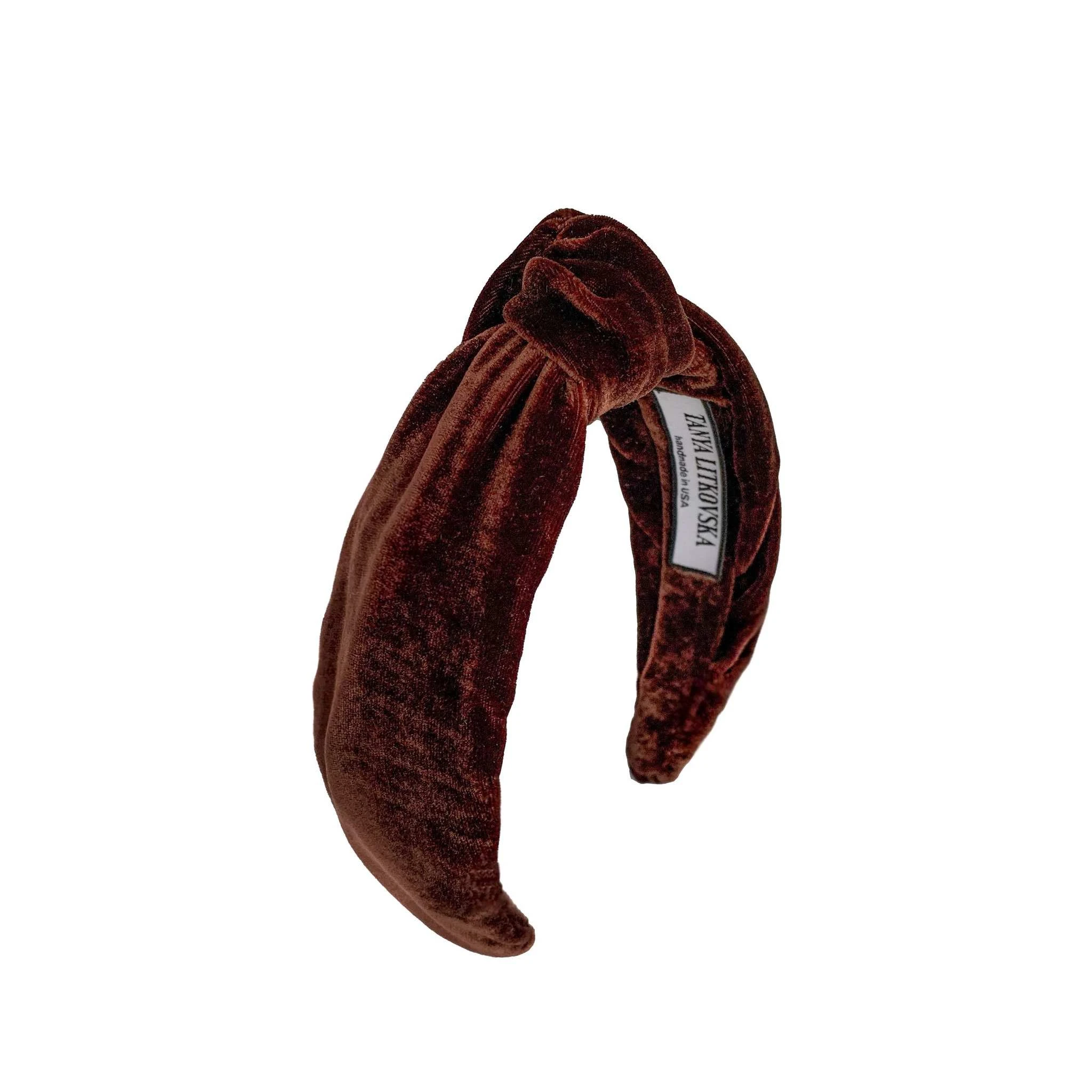Tanya litkovska Women's Velvet Knotted Headband in Chocolate Tanya litkovska Women’s Velvet Knotted Headband in Chocolate Accessories black velvet headband Luxury Shoes