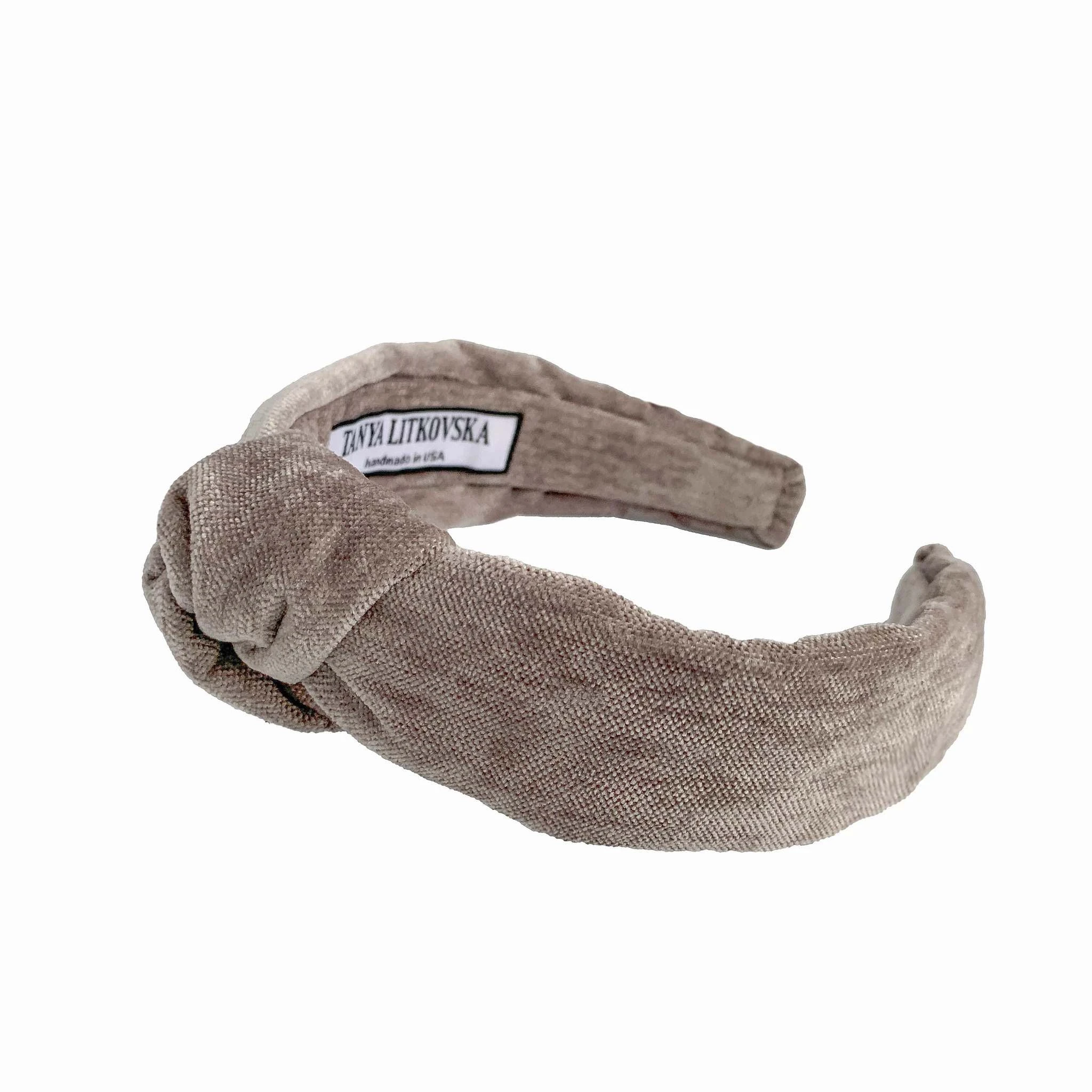 Tanya litkovska Women's Velvet Knotted Headband in Grey Tanya litkovska Women’s Velvet Knotted Headband in Grey Accessories black velvet headband Luxury Shoes