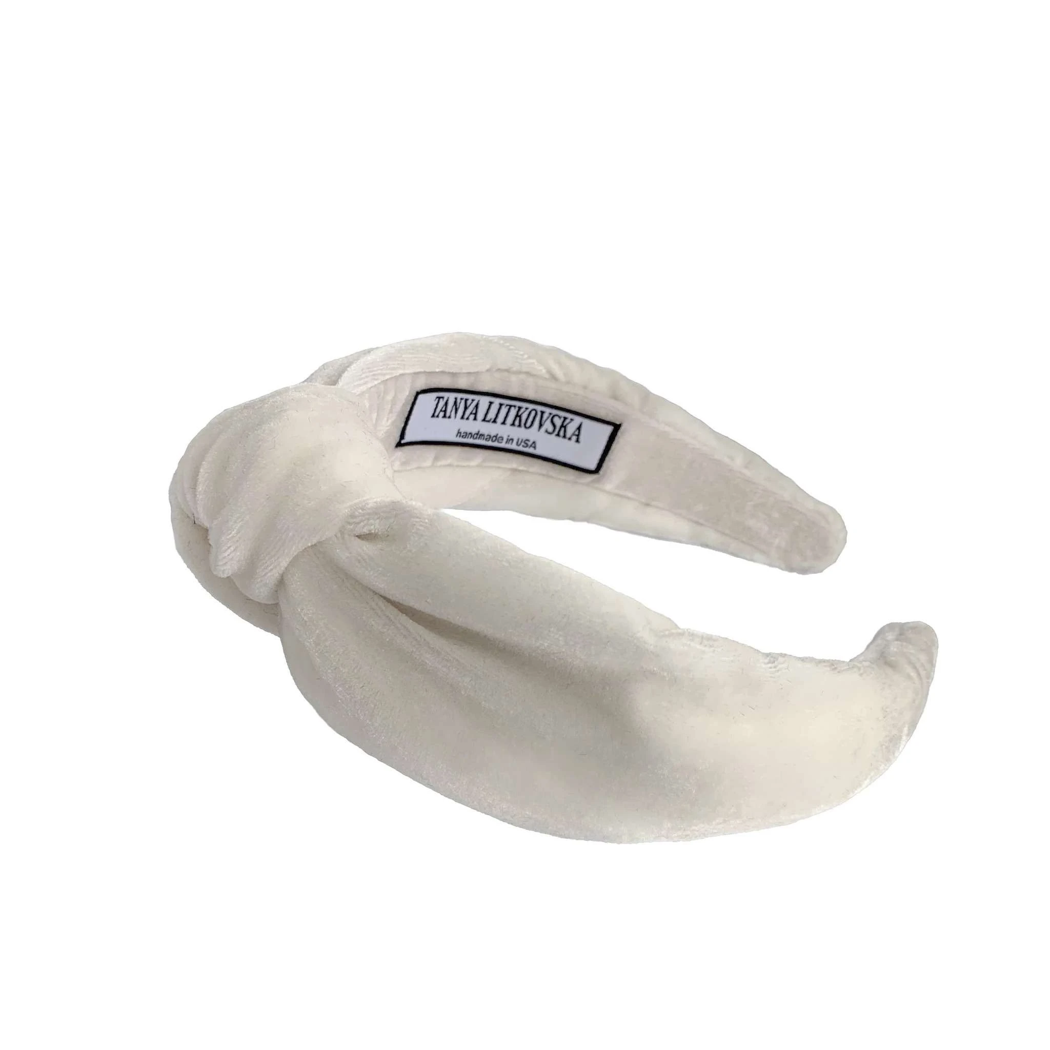 Tanya litkovska Women's Velvet Knotted Headband in Off White Tanya litkovska Women’s Velvet Knotted Headband in Off White Accessories black velvet headband Luxury Shoes