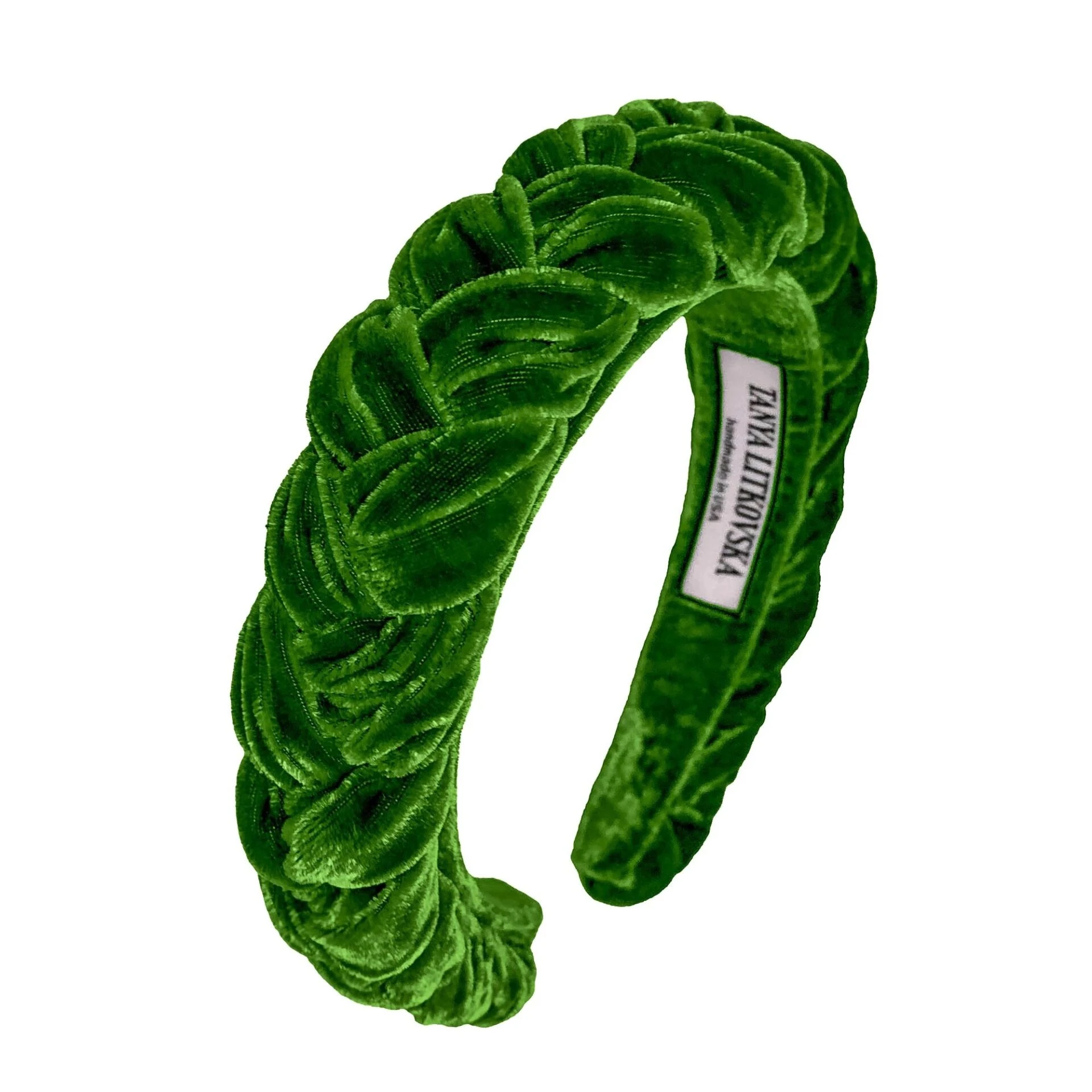 Tanya litkovska Women's slim Velvet Headband in Grass Green Tanya litkovska Women’s Slim Velvet Headband in Grass Green Accessories black velvet headband Luxury Shoes