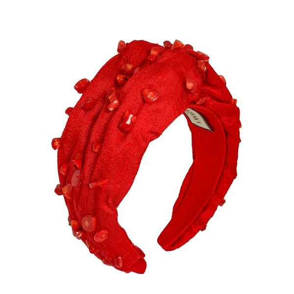 Valentina_silk_turban_with_Corals_1_grande Tanya Litkovska women’s silk turban headband in corals Accessories black velvet headband Luxury Shoes