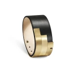 additive Women-leather-wristband-ADDITIVE-black-with-steel-gold-clasp Additive Leather Bracelet Cuffs Bracelet Luxury Shoes