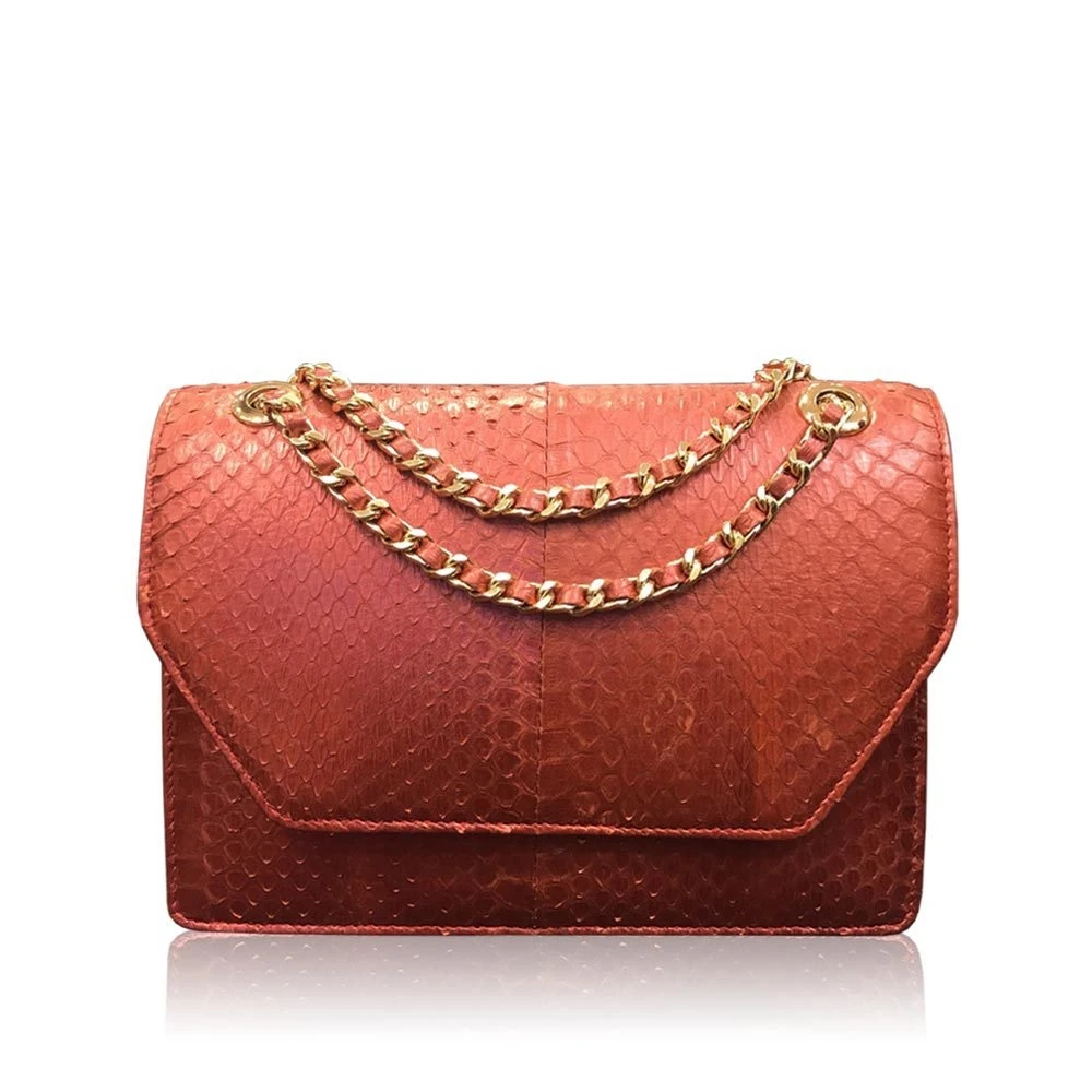 diamond_cobra_orange_22 Luana Crocodile Brown Leather Clutch Bag Bags Bangkok Bootery Luxury Shoes