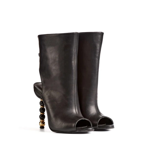 Etty Leon women’s roy black calf leather boots Boots  Luxury Shoes 