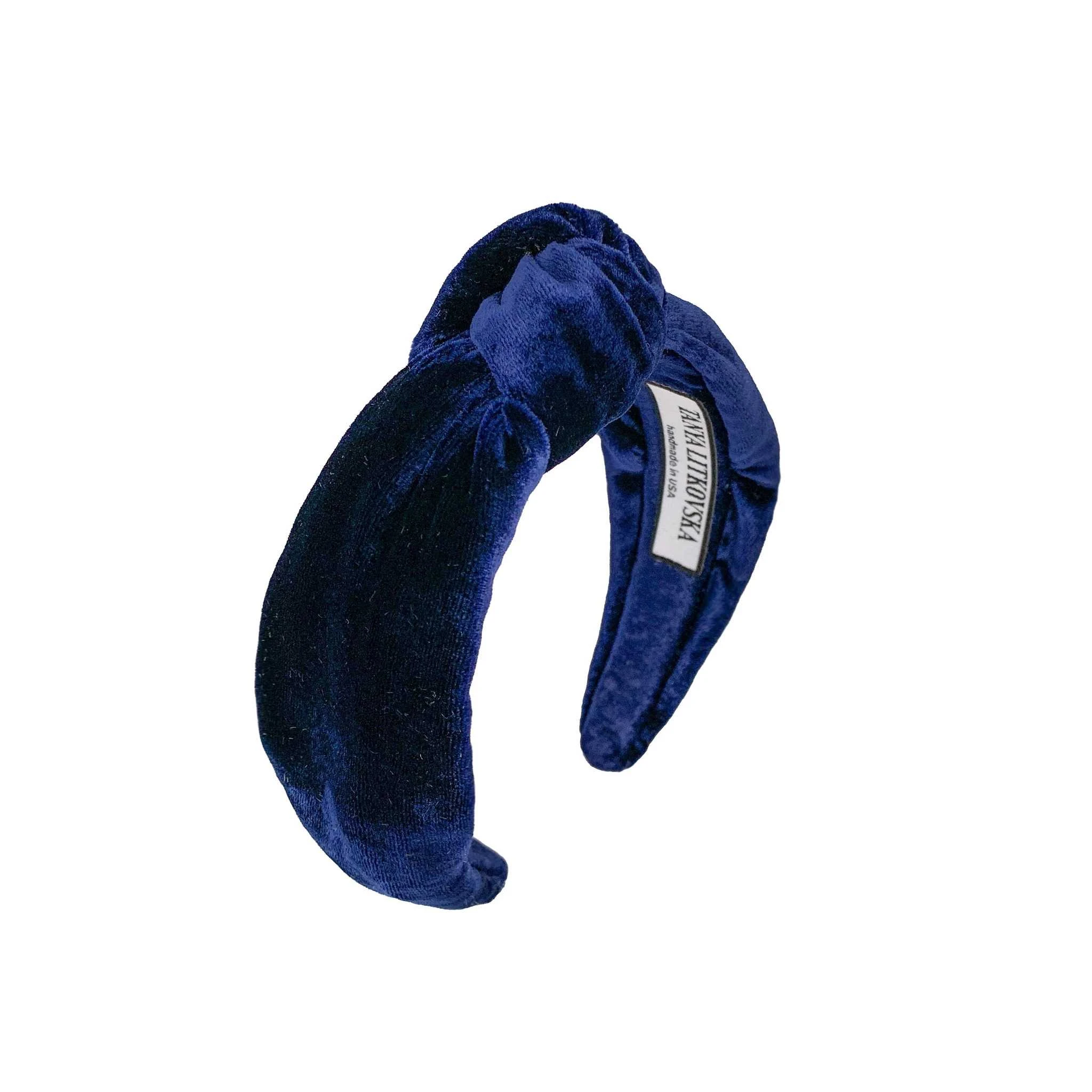 fashion-designer-headbands-velvet-navy-headband-tanya-litkovska-2_1024x1024@2x Tanya litkovska Women’s Velvet Knotted Headband in Navy Accessories black velvet headband Luxury Shoes
