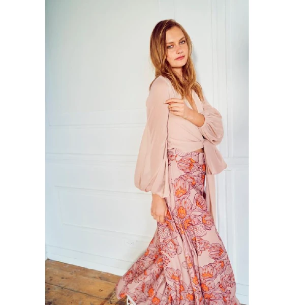 Amorino garnet brown leaves skirt Clothing Colombia Luxury Shoes 