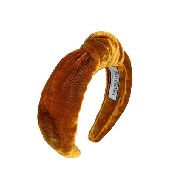 gold_velvet_knotted_headband_2_grande Tanya Litkovska women’s velvet knotted toffee headband Accessories black velvet headband Luxury Shoes