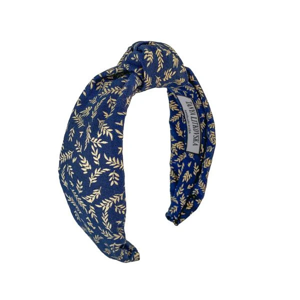 golden_leaves_denim_knotted_headband_1_grande Tanya Litkovska women’s knotted olive leaf headband Accessories black velvet headband Luxury Shoes