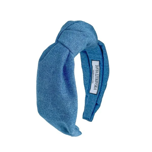 light_denim_knotted_headband_1_grande Tanya Litkovska women’s knotted light denim headband Accessories black velvet headband Luxury Shoes