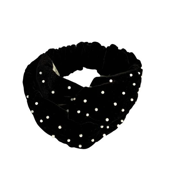 Tanya Litkovska women’s velvet turban with pearls Accessories black velvet headband Luxury Shoes 
