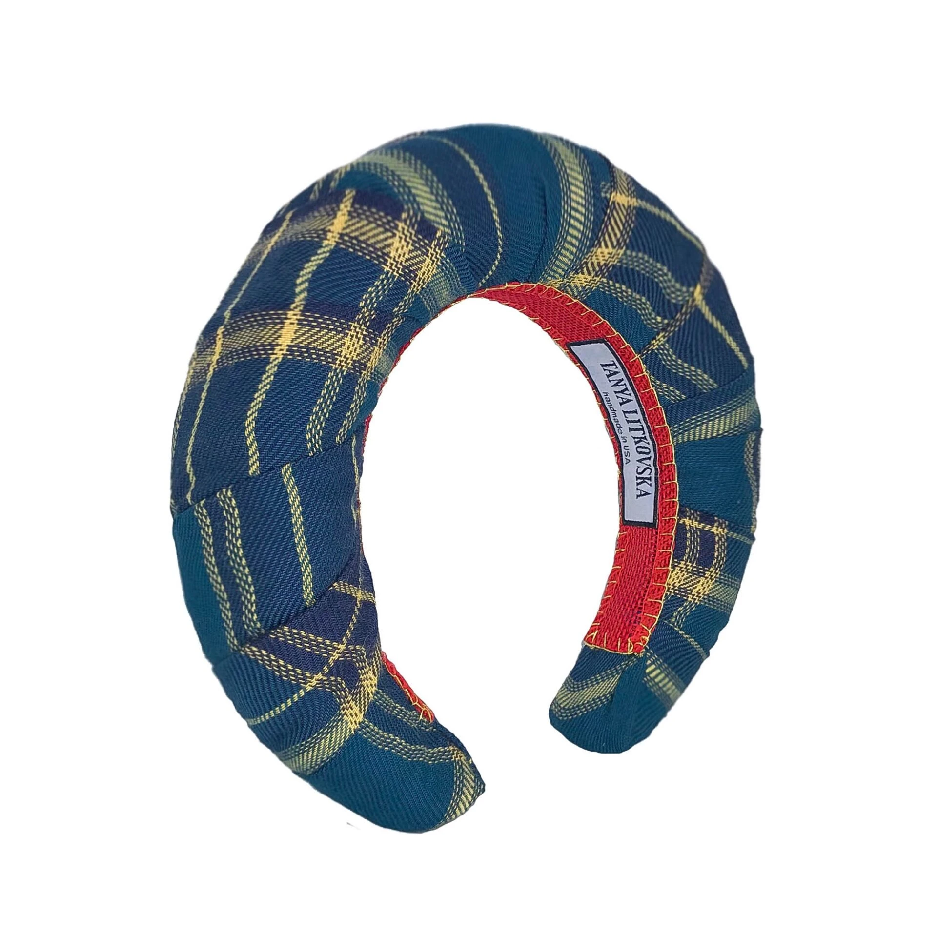 plaid-headband-crown-diadema-by-tanya-litkovska-1 Tanya Litkovska women’s crown plaid blue headband Accessories black velvet headband Luxury Shoes