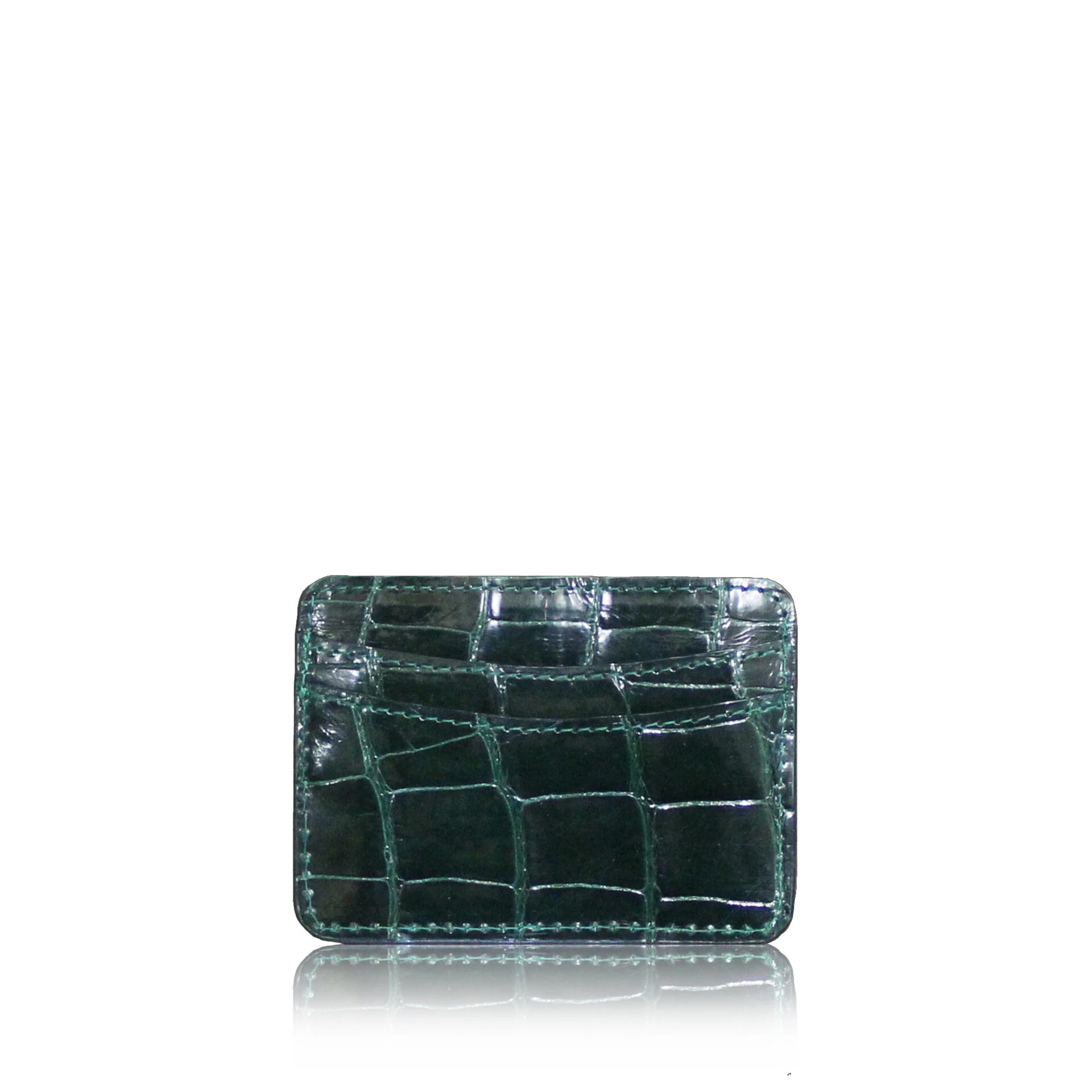 shiny emerald green crocodile leather card holder Crocodile Leather Shiny Emerald Cardholder Accessories Bangkok Bootery Luxury Shoes