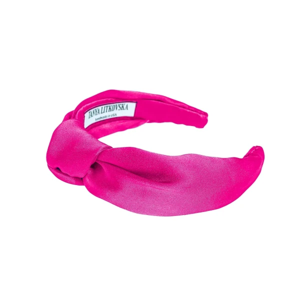 Tanya litkovska Women’s Silk Knotted Headband in Dragon Pink Accessories black velvet headband Luxury Shoes 