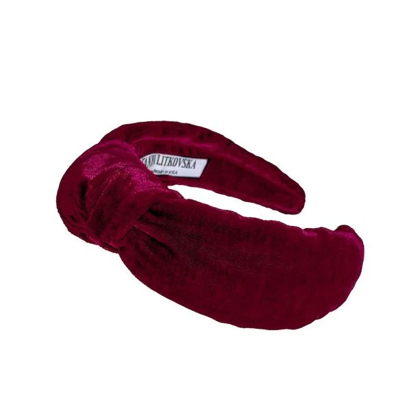 wine_red_velvet_knotted_headband_grande Tanya Litkovska women’s mooseberry velvet knotted headband Accessories black velvet headband Luxury Shoes