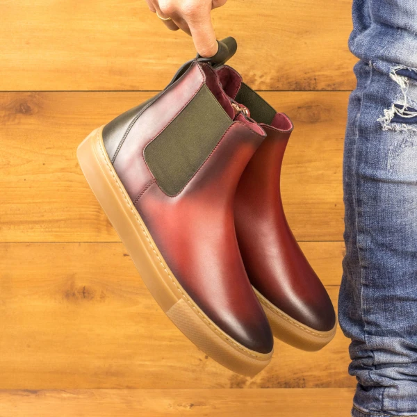BURNISHING Chelsea Sport Shoe Men bespoke Luxury Shoes 