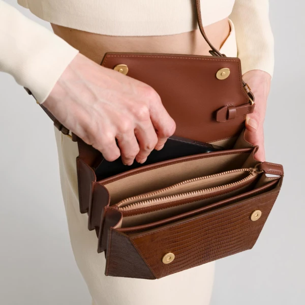 Small naomi lizard effect brown bag Bags bag Luxury Shoes 