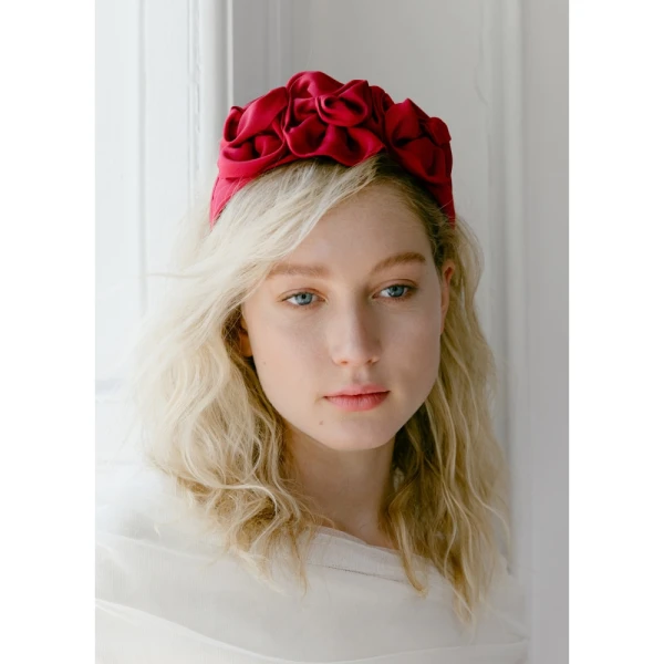 Triple rosette in silk faille headband Accessories Bridal Luxury Shoes 