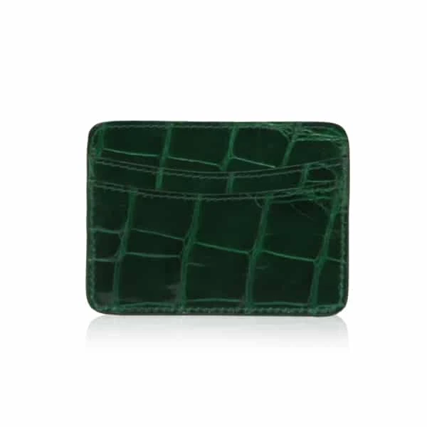 Crocodile-Leather-Cardholder-Shiny-Green Crocodile leather shiny blue cardholder Accessories Bangkok Bootery Luxury Shoes