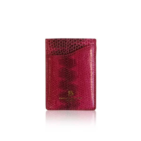 Sea-Snake-Leather-Vertical-Card-Holder-Pink-Black-2 Crocodile leather shiny blue cardholder Accessories Bangkok Bootery Luxury Shoes