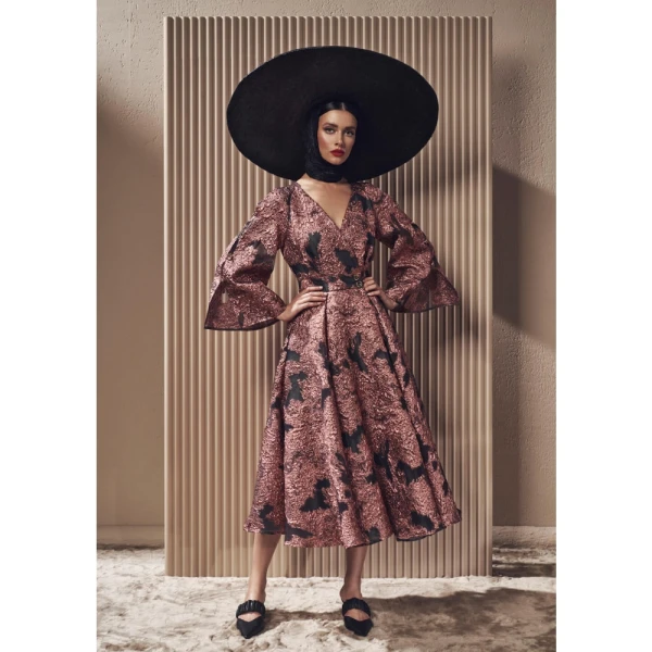 Dark cicada monochrome midi dress Clothing dress Luxury Shoes 