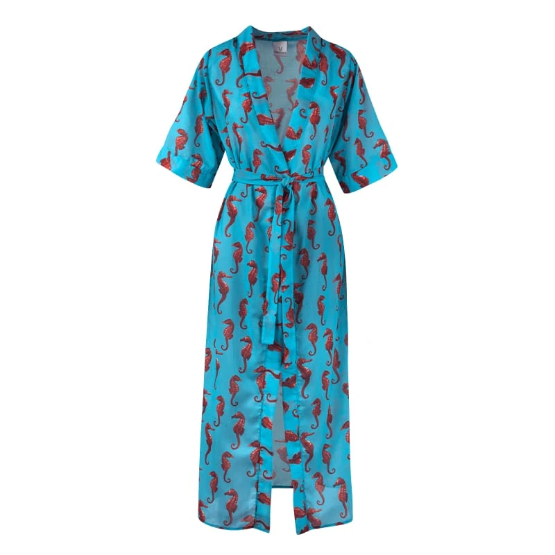 verdelimon cover up (6) Blue dots swimwear cover up – One Size Luxury Shoes