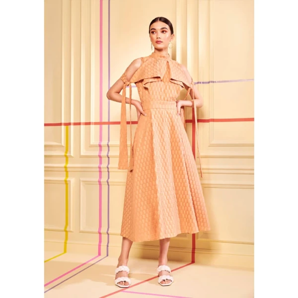Cotton bud yellow midi dress Clothing dress Luxury Shoes 