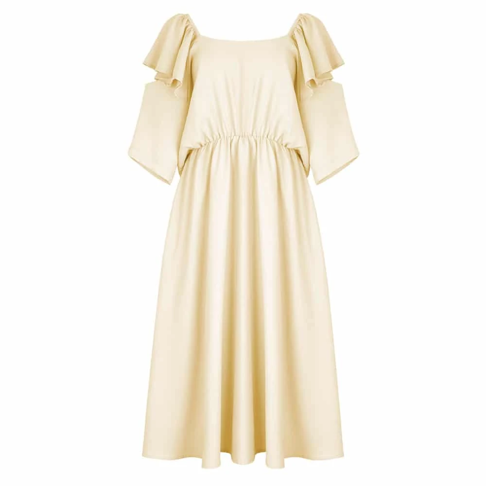 345353 (4) Cotton bud yellow midi dress Clothing dress Luxury Shoes