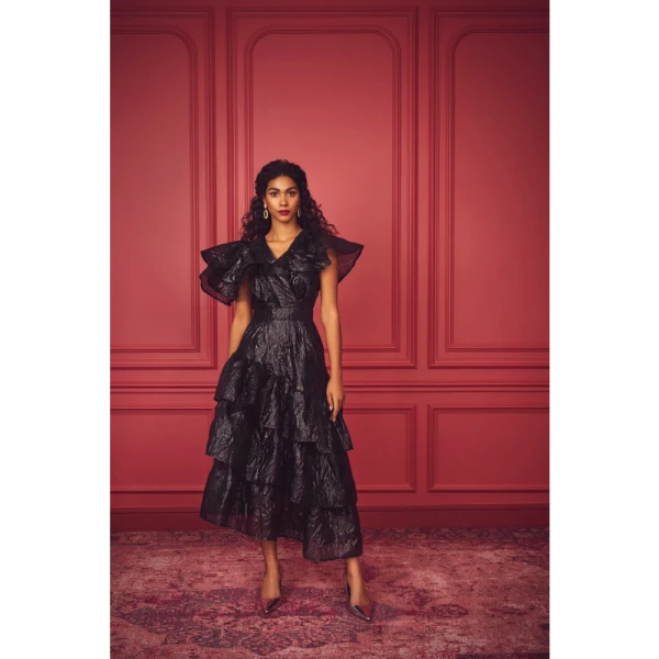 Glossy grace black asymmetrical dress Clothing dress Luxury Shoes 