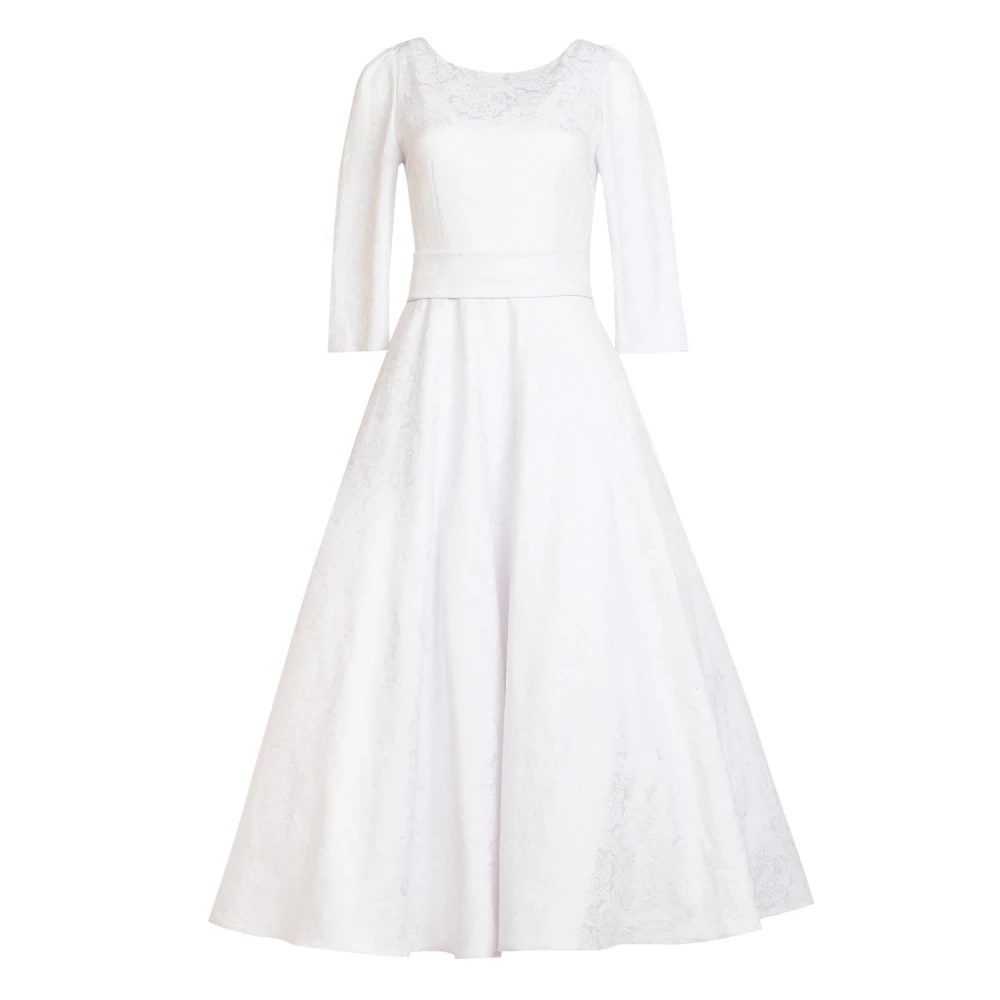 matsouri00 (1) Francesca dress Jacquard alyzee emerald dress Clothing 3/4 Sleeve Luxury Shoes