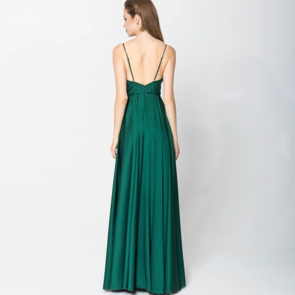Satin long dress emerald tied back – 4 UK   Luxury Shoes 