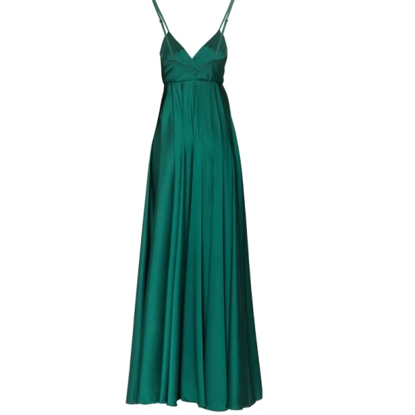 Satin long dress emerald tied back – 4 UK   Luxury Shoes 
