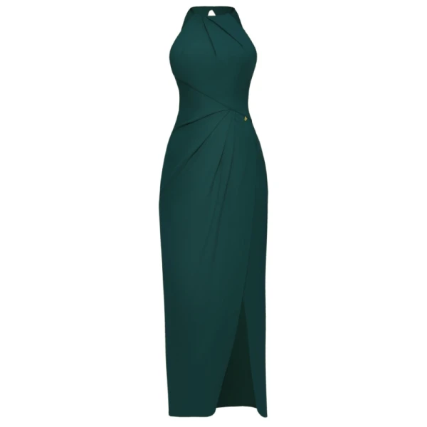 Satin long dress emerald tied back – 4 UK   Luxury Shoes 