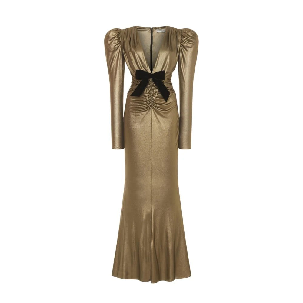 Laminated Jersey V-Neck Evening Dress With Bow Laminated Jersey V-Neck Evening Dress With Bow Clothing Alessandra Rich Luxury Shoes Laminated Jersey V-Neck Evening Dress With Bow Laminated Jersey V-Neck Evening Dress With Bow Clothing Alessandra Rich Luxury Shoes