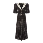 Polka Dot Silk Dress With Puff Sleeves Polka Dot Silk Dress With Puff Sleeves Clothing Alessandra Rich Luxury Shoes 